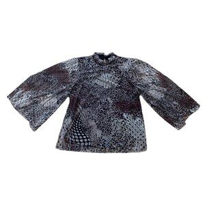 Chico's Cheetah Snake Mesh Flowy Top Size 8 US New
